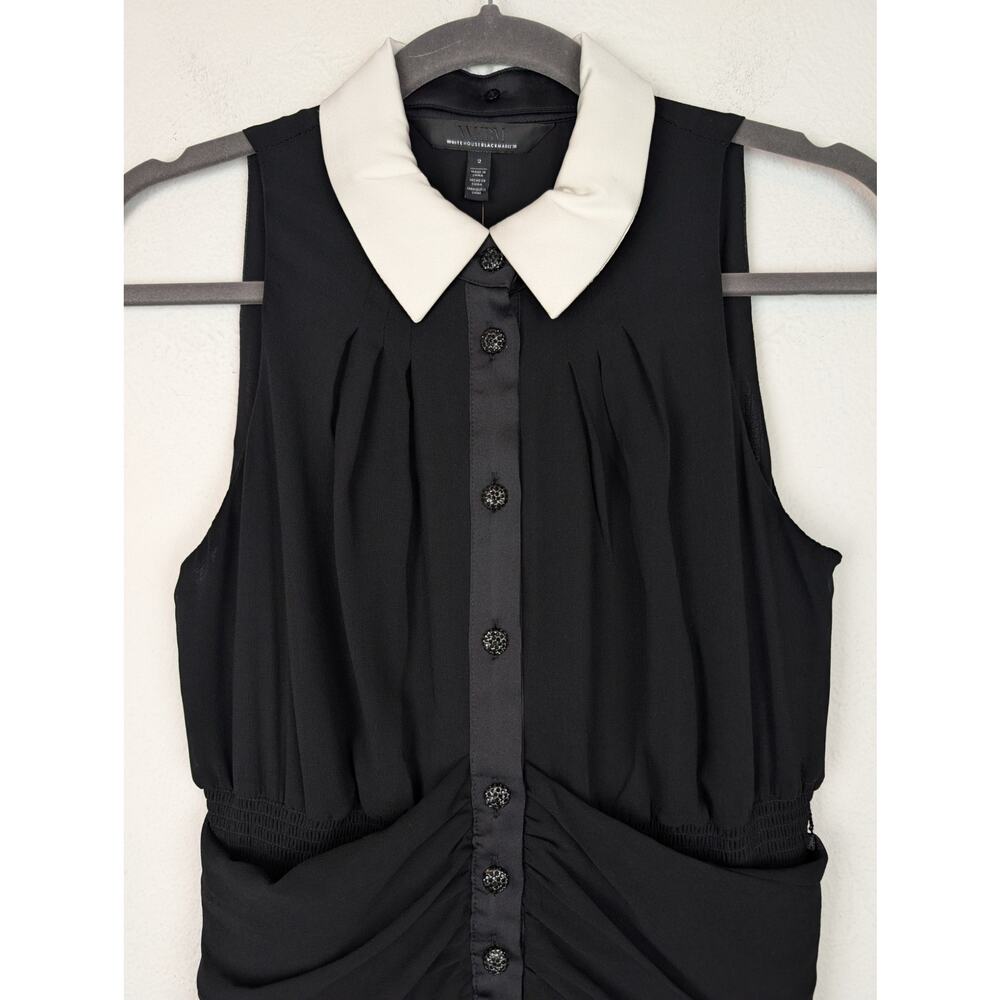 White House Black Market Dress White Collar Wednesday Addams Family Black Size 2 - Picture 3 of 12